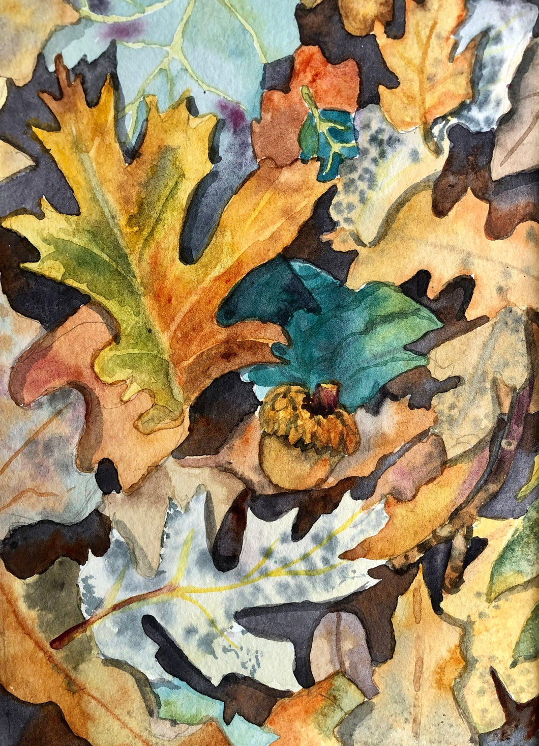 Watercolour Painting - Fall leaves