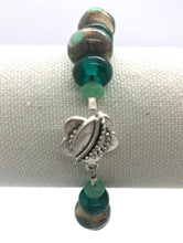 Load image into Gallery viewer, Lampwork Glass Bead Bracelet in Ivory, silver and teal