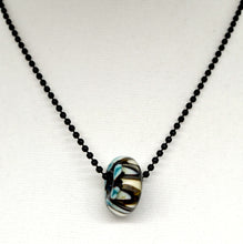 Load image into Gallery viewer, Black, teal and white glass bead on ball chain