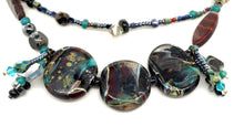 Load image into Gallery viewer, Focal lampwork beads with multicoloured double strand necklace