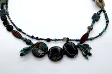 Load image into Gallery viewer, Focal lampwork beads with multicoloured double strand necklace