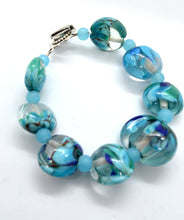 Load image into Gallery viewer, Lampwork Glass Bead Bracelet - Movements in blue