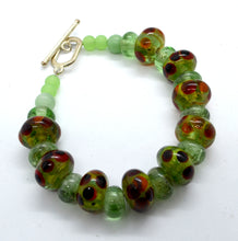 Load image into Gallery viewer, Thoughts of Poppies - Lampwork Glass Bead Bracelet