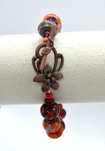Load image into Gallery viewer, Vibrancy in orange and purple -Lampwork Glass Bead Bracelet