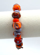 Load image into Gallery viewer, Vibrancy in orange and purple -Lampwork Glass Bead Bracelet