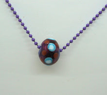 Load image into Gallery viewer, Lampwork Bead on Ball Chain in Purple, White and Blue