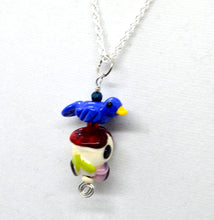 Load image into Gallery viewer, Lampwork Glass Bead Pendant - A Bird and his House