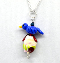 Load image into Gallery viewer, Lampwork Glass Bead Pendant - A Bird and his House