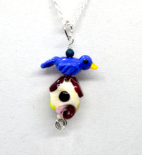 Load image into Gallery viewer, Lampwork Glass Bead Pendant - A Bird and his House