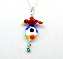 Load image into Gallery viewer, Lampwork Glass Bead Pendant - A Bird and his House