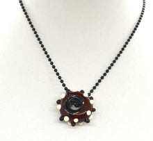 Load image into Gallery viewer, Red core with black and white dots glass bead on ball chain