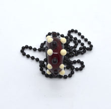 Load image into Gallery viewer, Red core with black and white dots glass bead on ball chain