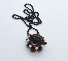 Load image into Gallery viewer, Red core with black and white dots glass bead on ball chain