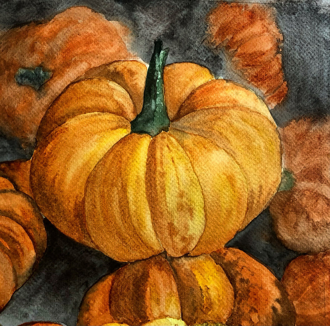 Watercolour Painting - Pumpkins