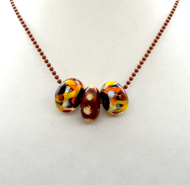 Lampwork Glass Bead Necklace with Ceramic Toucans retailer