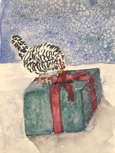 Load image into Gallery viewer, Christmas Card - Chicken on present
