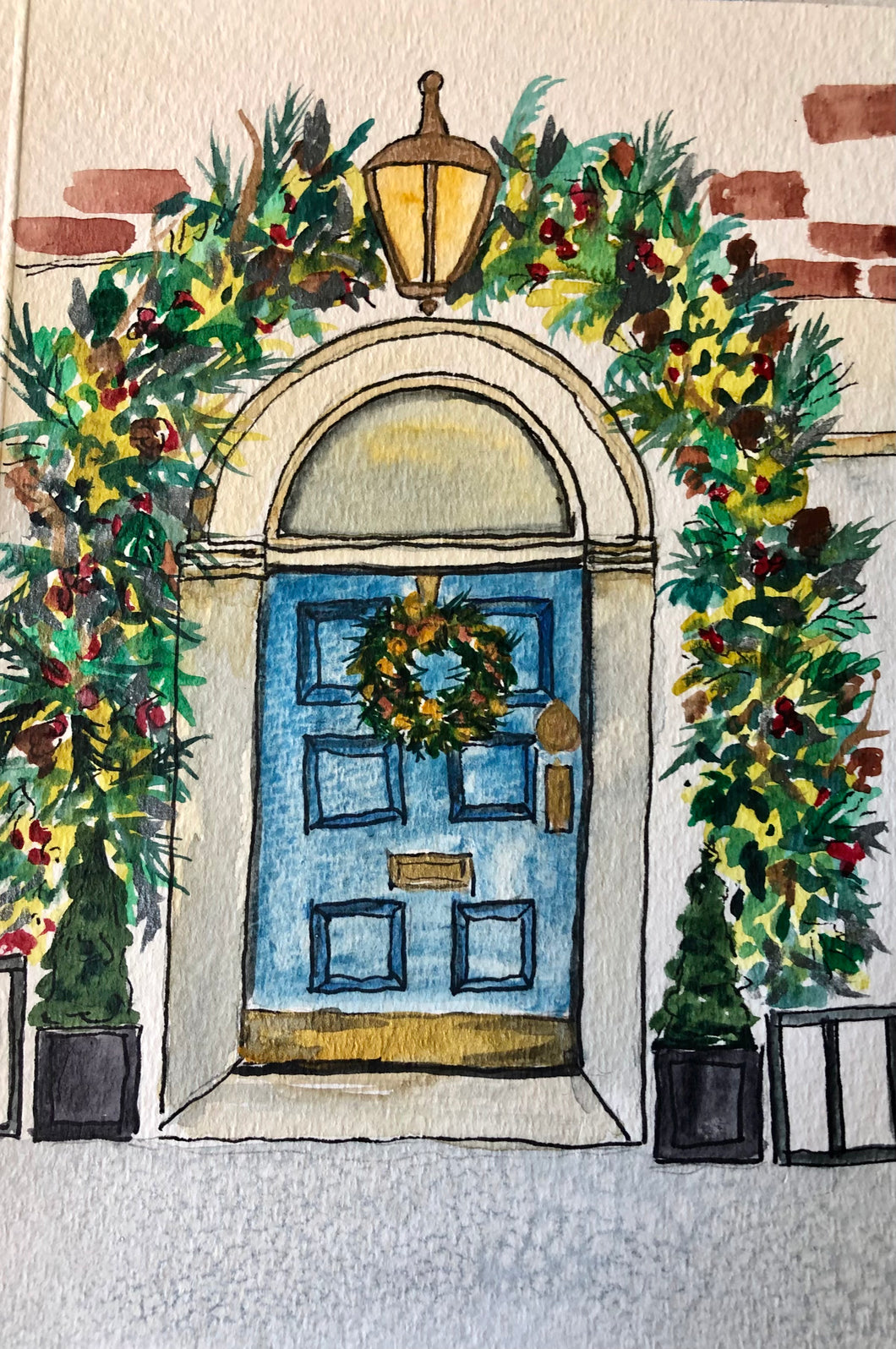 Christmas Door Watercolour Card