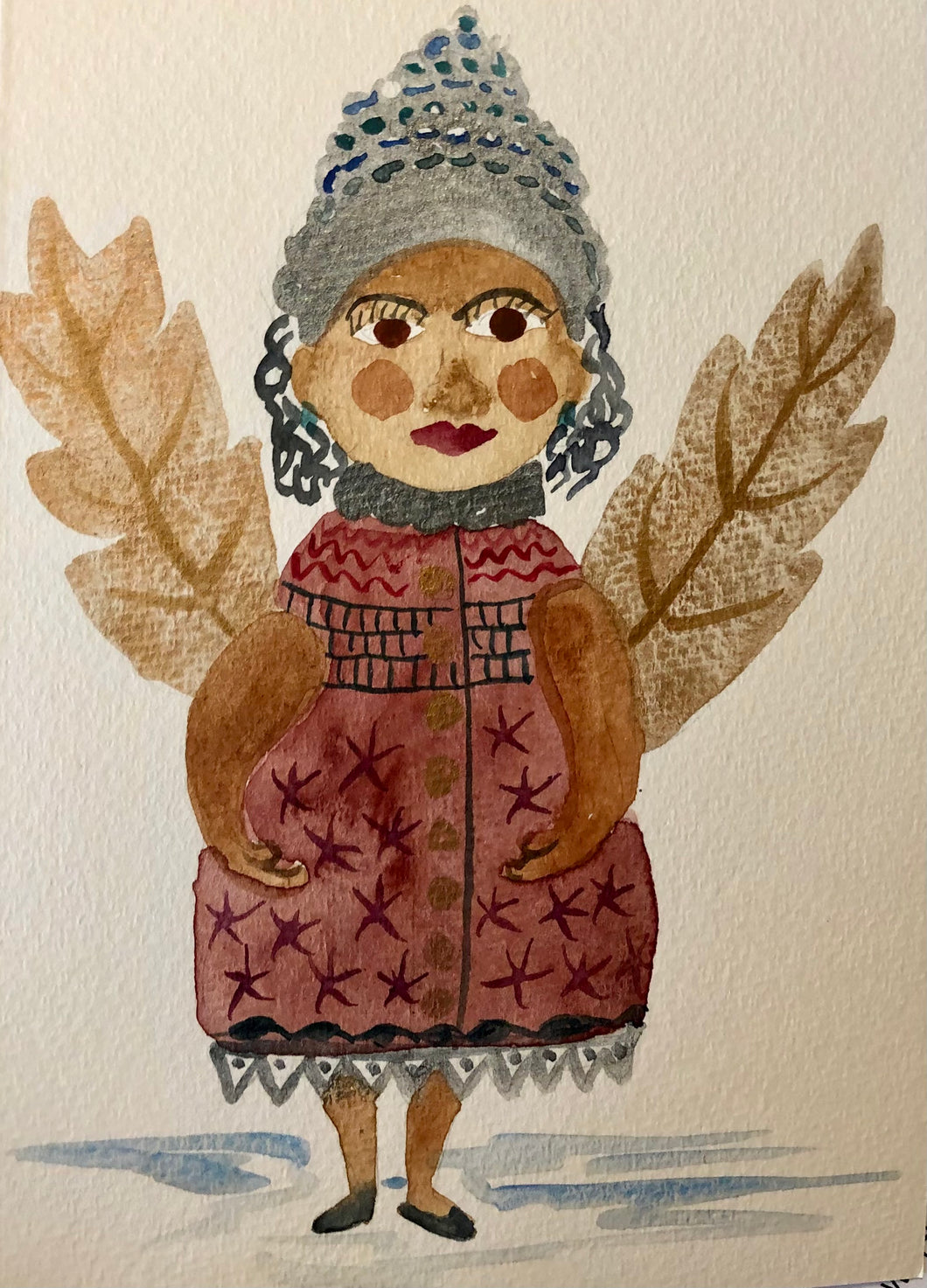 Folk Angel Watercolour Card
