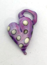 Load image into Gallery viewer, Lampwork Glass Bead Heart Pendant - Pink with Ivory Dots
