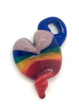 Load image into Gallery viewer, Lampwork Glass Bead Heart Pendant - Pride rainbow
