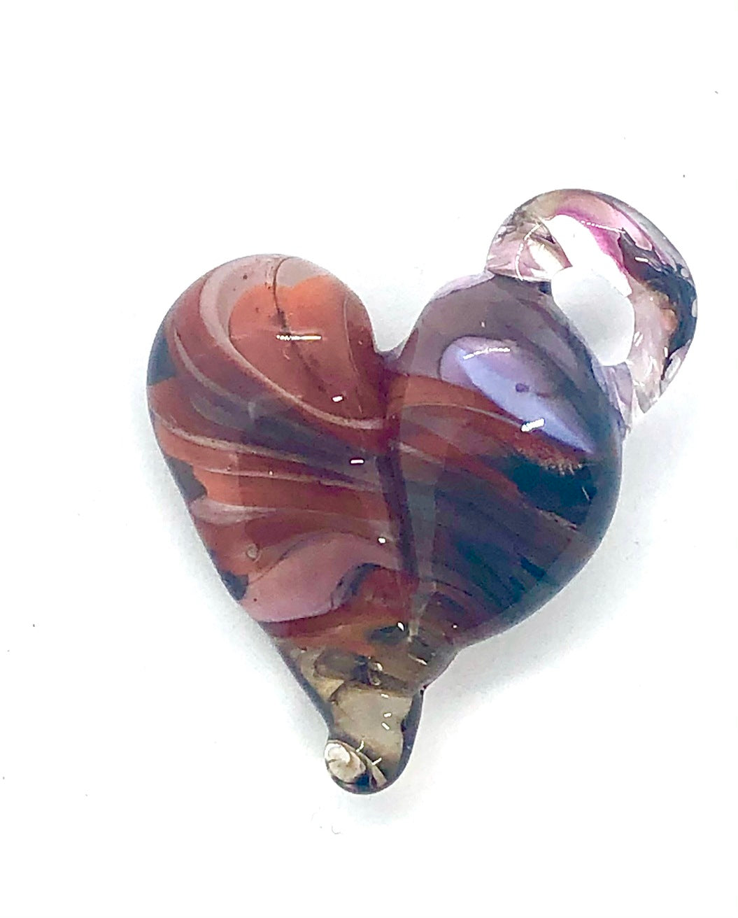 Lampwork Glass Bead Heart Pendant - Red, pink, clear