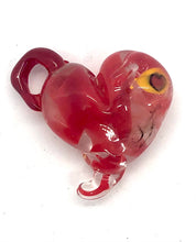 Load image into Gallery viewer, Lampwork Glass Bead Heart Pendant - Red, Transparent with heart murini
