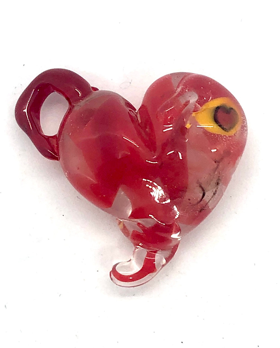 Lampwork Glass Bead Heart Pendant - Red, Transparent with heart murini