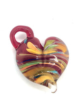 Load image into Gallery viewer, Lampwork Glass Bead Heart Pendant - red with colours
