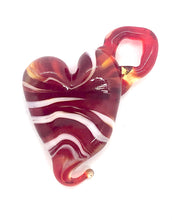 Load image into Gallery viewer, Lampwork Glass Bead Heart Pendant - red and white
