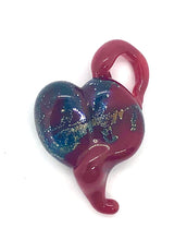 Load image into Gallery viewer, Lampwork Glass Bead Heart Pendant - red, silver with heart murini
