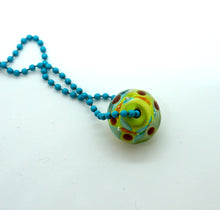 Load image into Gallery viewer, Green lampwork glass bead on ball chain
