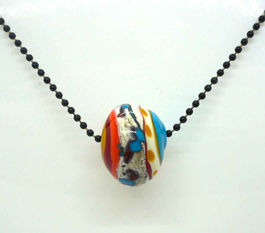 Lampwork Bead on Ball Chain in Multicolours
