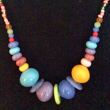 Load image into Gallery viewer, Multi-coloured lampwork bead necklace
