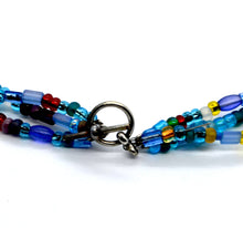 Load image into Gallery viewer, Landscape lampwork bead with multicoloured triple strand necklace
