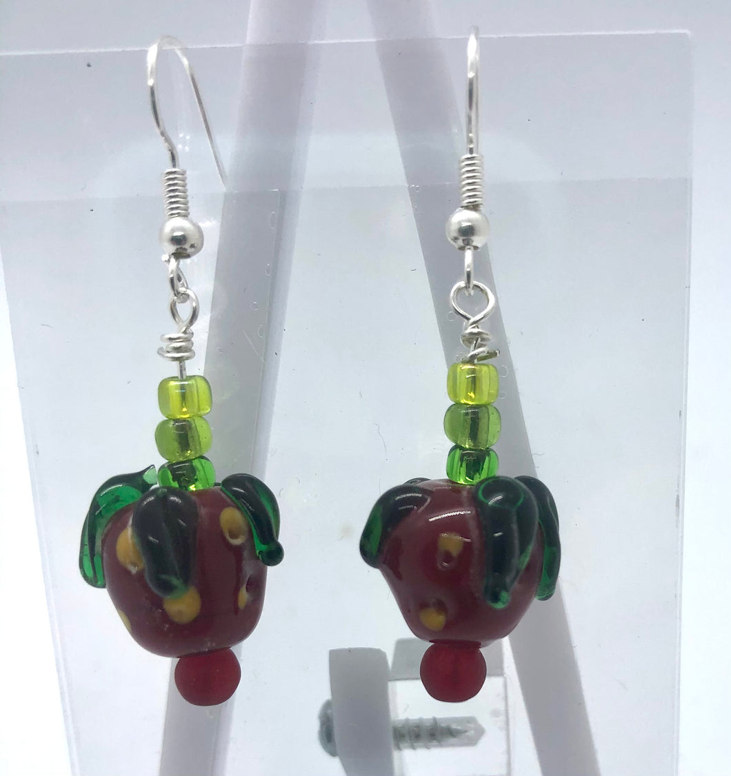 Strawberries - Lampwork Glass Bead Earrings