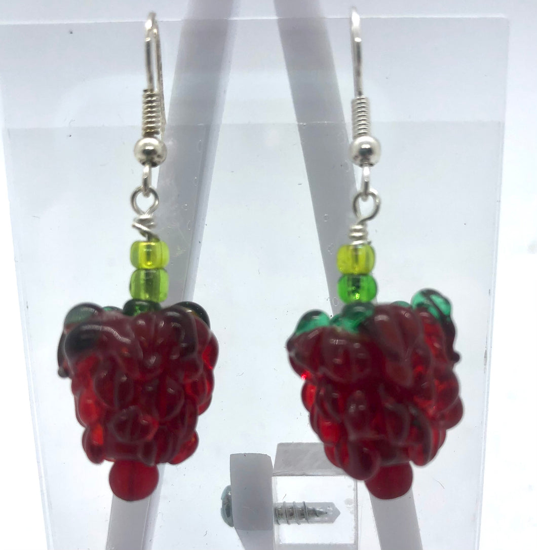 Raspberries- Lampwork Glass Bead Earrings