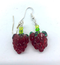 Load image into Gallery viewer, Raspberries- Lampwork Glass Bead Earrings
