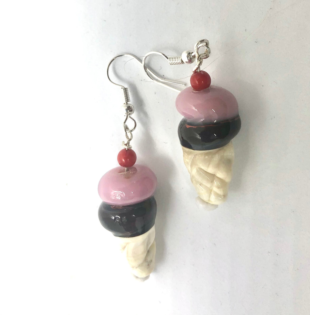 Ice Cream Cones - Lampwork Glass Bead Earrings