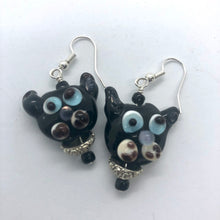 Load image into Gallery viewer, Black cat - Lampwork Glass Bead Earrings
