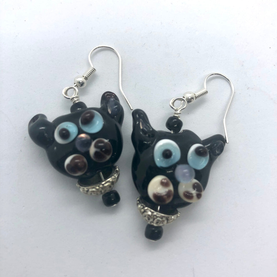 Black cat - Lampwork Glass Bead Earrings