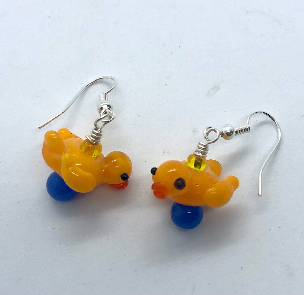 Rubber duckies -Lampwork Glass Bead Earrings