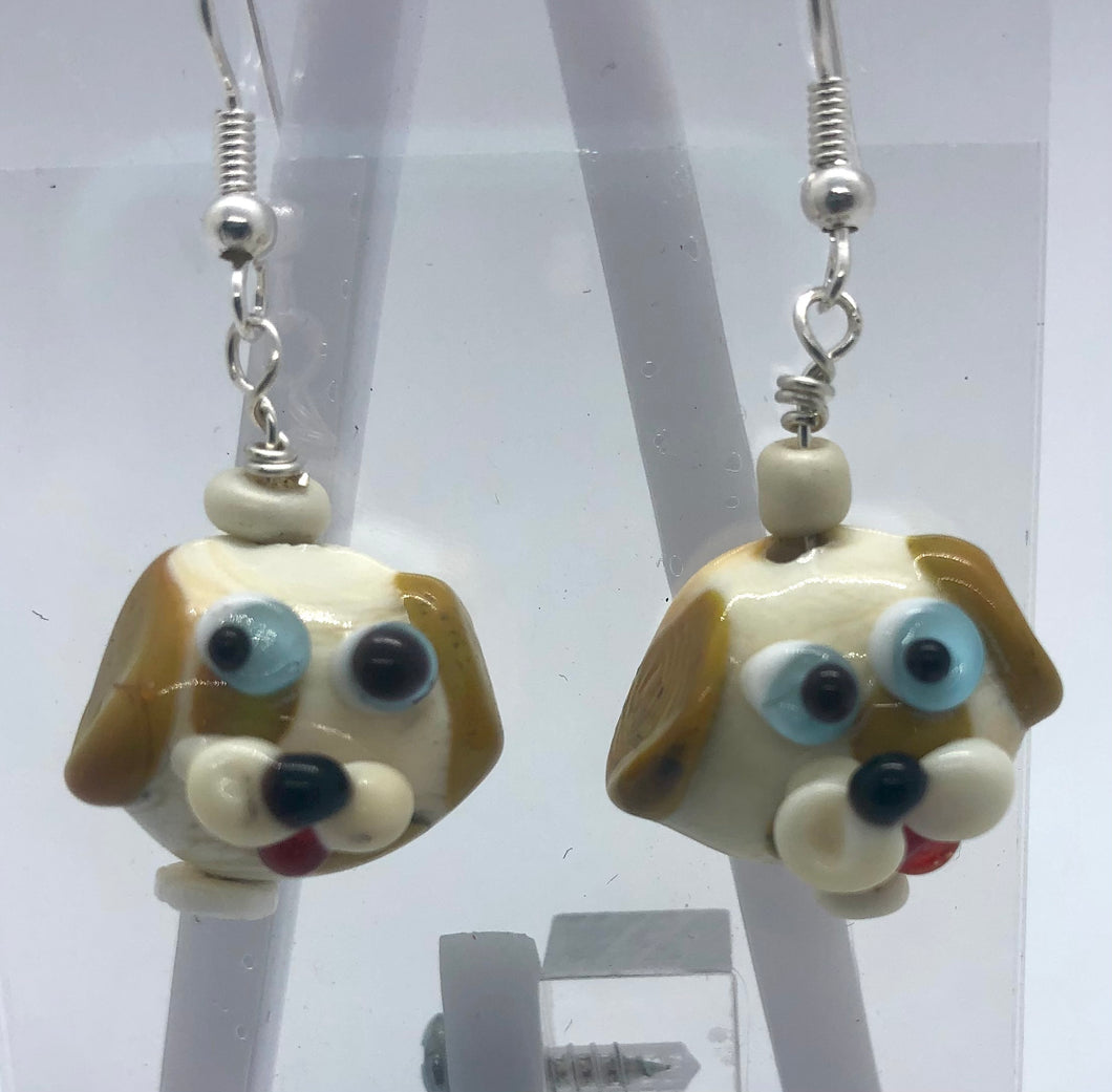 Dogs - Lampwork Glass Bead Earrings