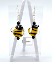 Load image into Gallery viewer, Bee Earrings - lampwork glass beads
