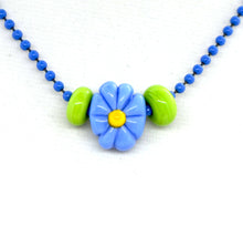 Load image into Gallery viewer, Medium blue flower lampwork glass beads on ball chain
