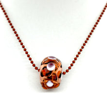 Load image into Gallery viewer, Blush hollow bead with dots, core of white with dotes glass bead on ball chain
