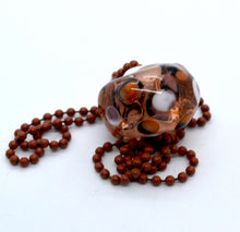 Load image into Gallery viewer, Blush hollow bead with dots, core of white with dotes glass bead on ball chain
