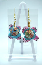 Load image into Gallery viewer, Floral tin with pink glass bead earrings
