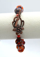 Load image into Gallery viewer, Vibrancy in orange and purple -Lampwork Glass Bead Bracelet
