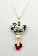 Load image into Gallery viewer, Chicken - Lampwork Glass Bead pendant - Ivory, black, red
