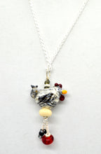 Load image into Gallery viewer, Chicken - Lampwork Glass Bead pendant - Ivory, black, red
